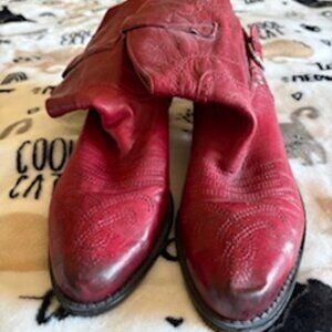 Red Leather Franco Sarto Ankle Boots